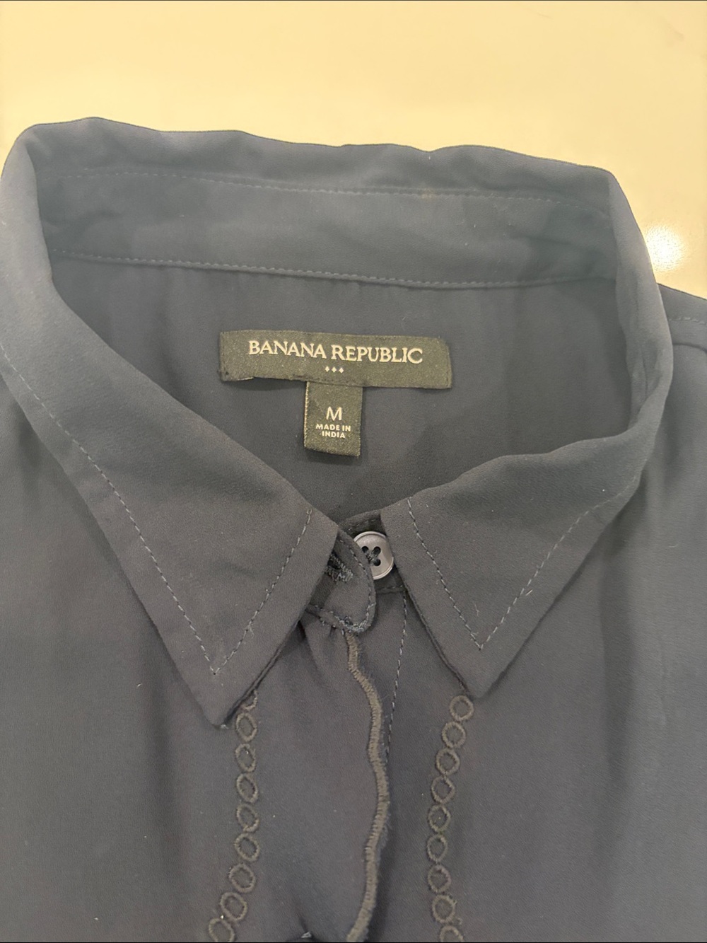 Banana Republic Dark Navy Sleeveless Button-Down Blouse - Picture 2 of 7